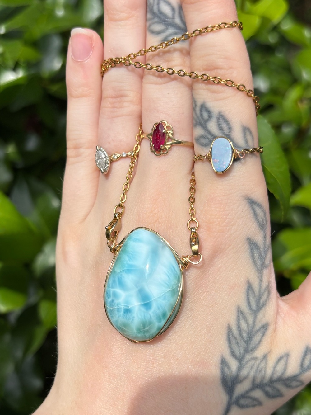 High end huge larimar interchangeable necklace